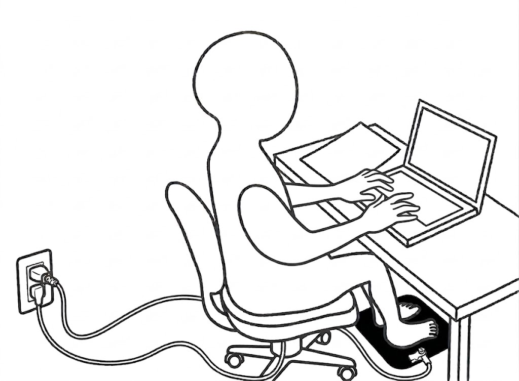 足元に黒いマット